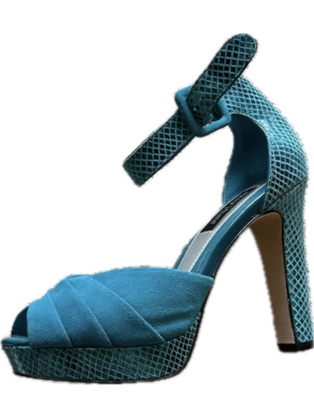 White House Black Market Turquoise Suede Platform Ankle-Strap Heels
